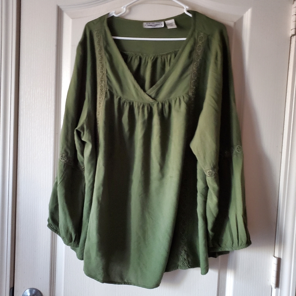 Olive Army Green Flowy Lace Tunic